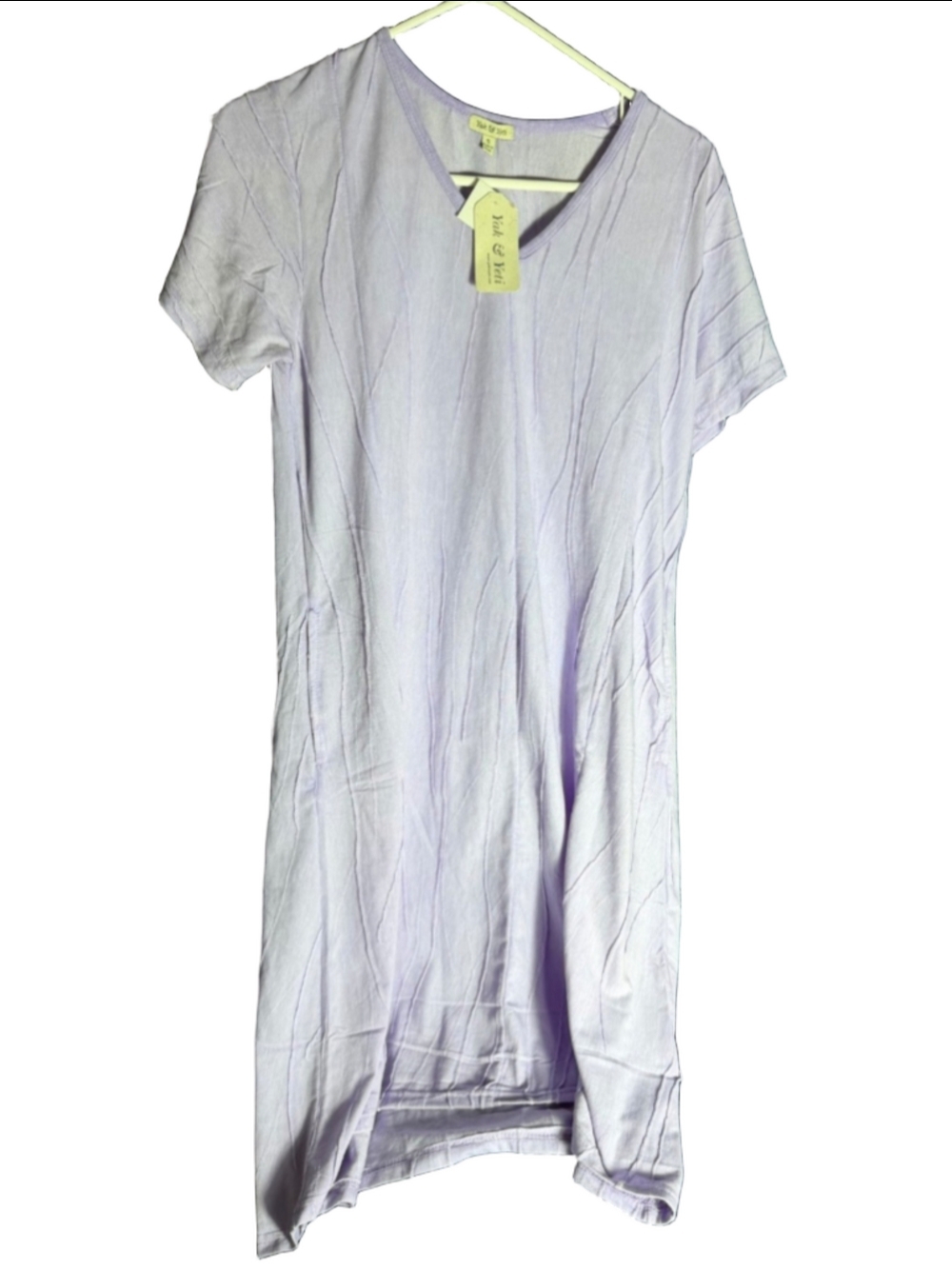 Women's Yak & Yeti Lavender T-Shirt Dress S hand-dyed boho cottagecore y2k 90's